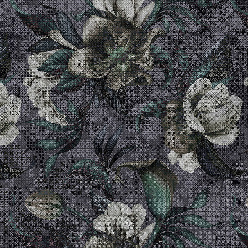 Fotomural Walls by Patel - Flowers mural Pixel Design - Black, White