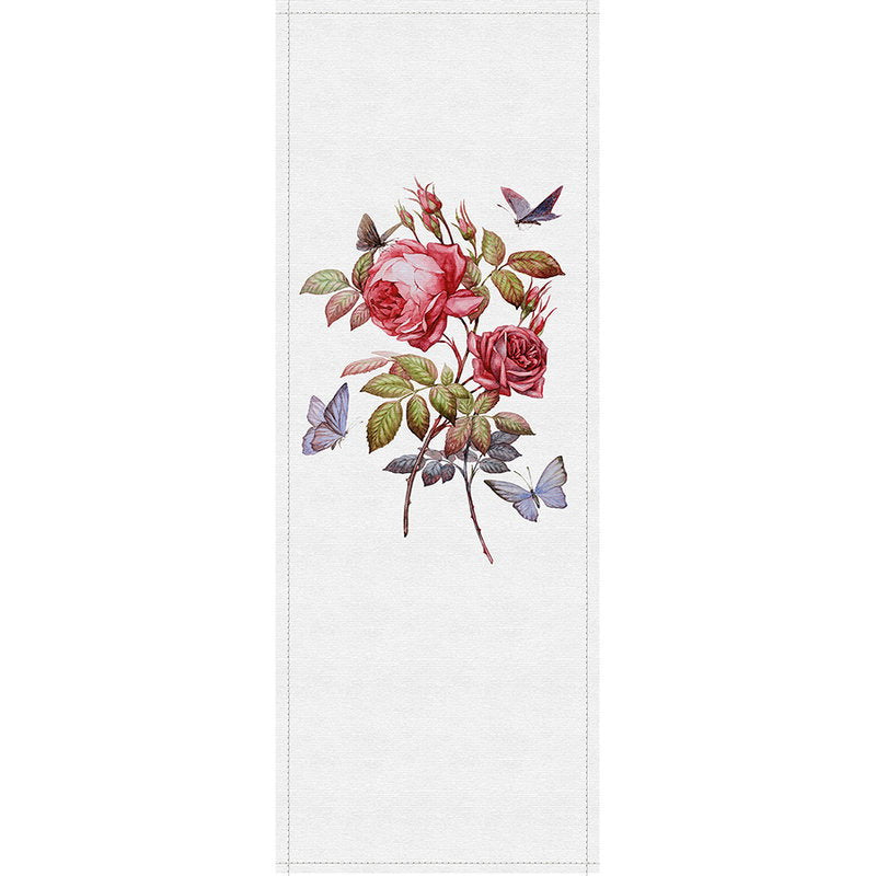 Fotomural Walls by Patel - Spring panels 1 - Digital print with roses & butterflies in ribbed structure - Grey, Red