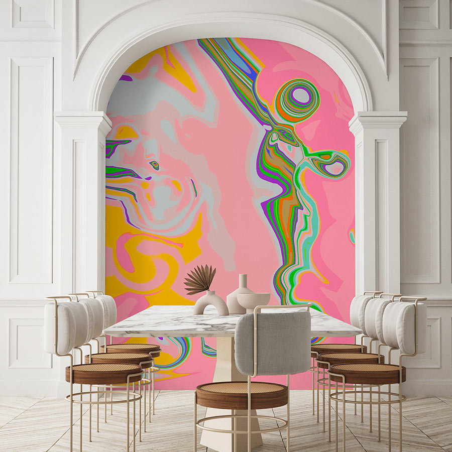Fotomural Walls by Patel - Photo wallpaper »fluxus« - colour splash colourful - pink, green