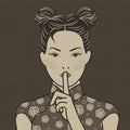 Fotomural Walls by Patel - Himari 2 - pssst, Mangastyle on photo wallpaper - cardboard structure - Beige, Black