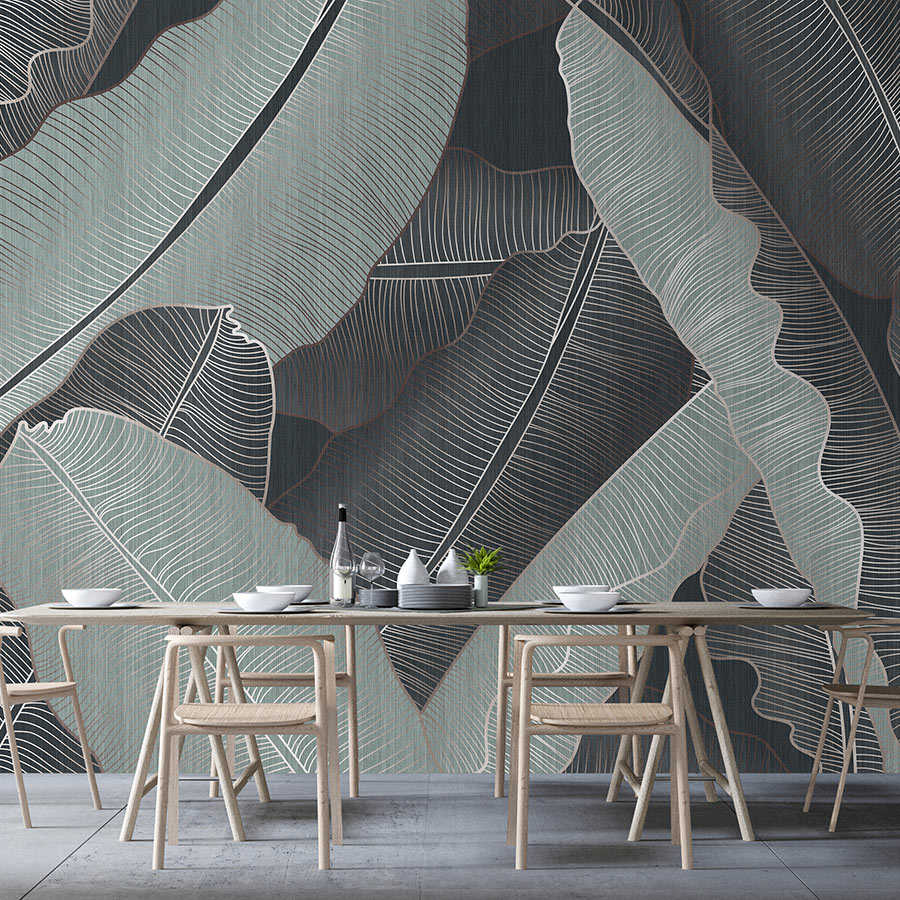 Fotomural Walls by Patel - Under Cover 1 - Palm Leaf Drawing Style Grey & Pale Green Wallpaper
