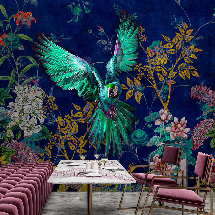 Fotomural Walls by Patel - Tropical Hero 1 - wall mural flowers & parrot intense colours