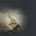 Fotomural Walls by Patel - Photo wallpaper Olpainting Ship at sea - Blue, White