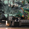 Fotomural Walls by Patel - Photo wallpaper »arabella« - Jungle & parrots on kraft paper look - Smooth, slightly shiny premium non-woven fabric