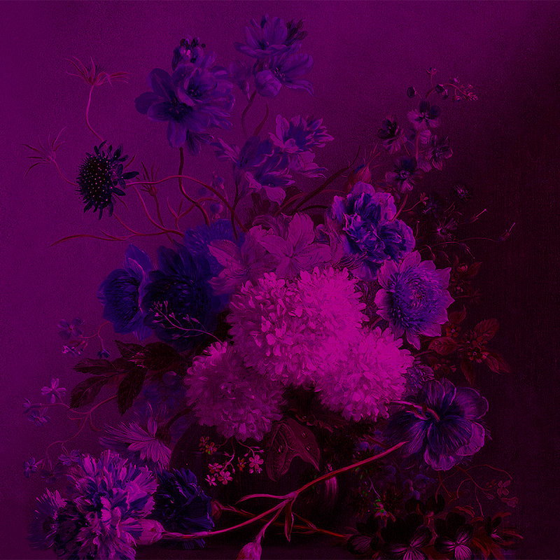 Fotomural Walls by Patel - Neon mural with flowers still life - purple, pink