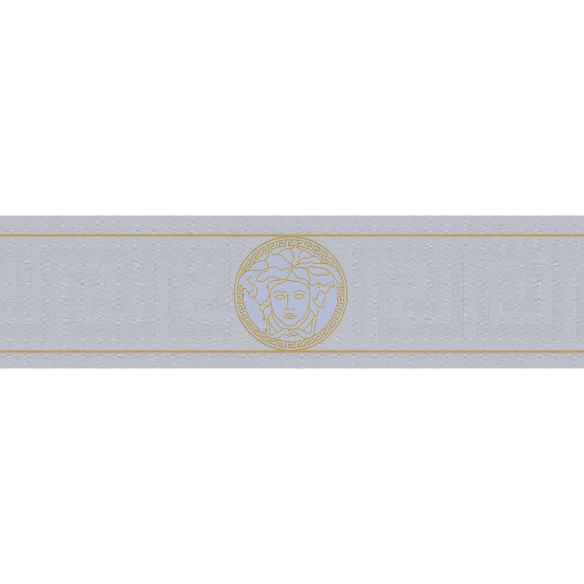 Cenefa de papel pintado VERSACE con emblema de Medusa - metálico