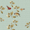 Fotomural Walls by Patel - Brilliant Birds 2 - Nature wallpaper geometric design-natural linen structure - Green, Turquoise