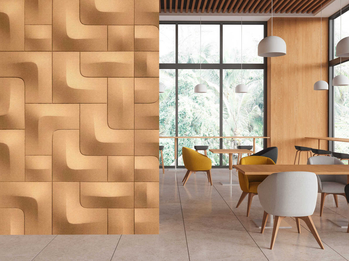 Fotomural Walls by Patel - modulo2 - Photo wallpaper spatial pattern of repeated surface elements - gold