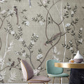 Fotomural Walls by Patel - Tea Room 2 - wall mural birds & flowers design in greige