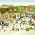 Fotomural Panel XXL 5 - Children mural farm with animals in brown and green on premium smooth fleece