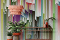 Fotomural Walls by Patel - spectrum1 - Photo wallpaper vertical layered surfaces in abstract depth effect in textile look - green, grey