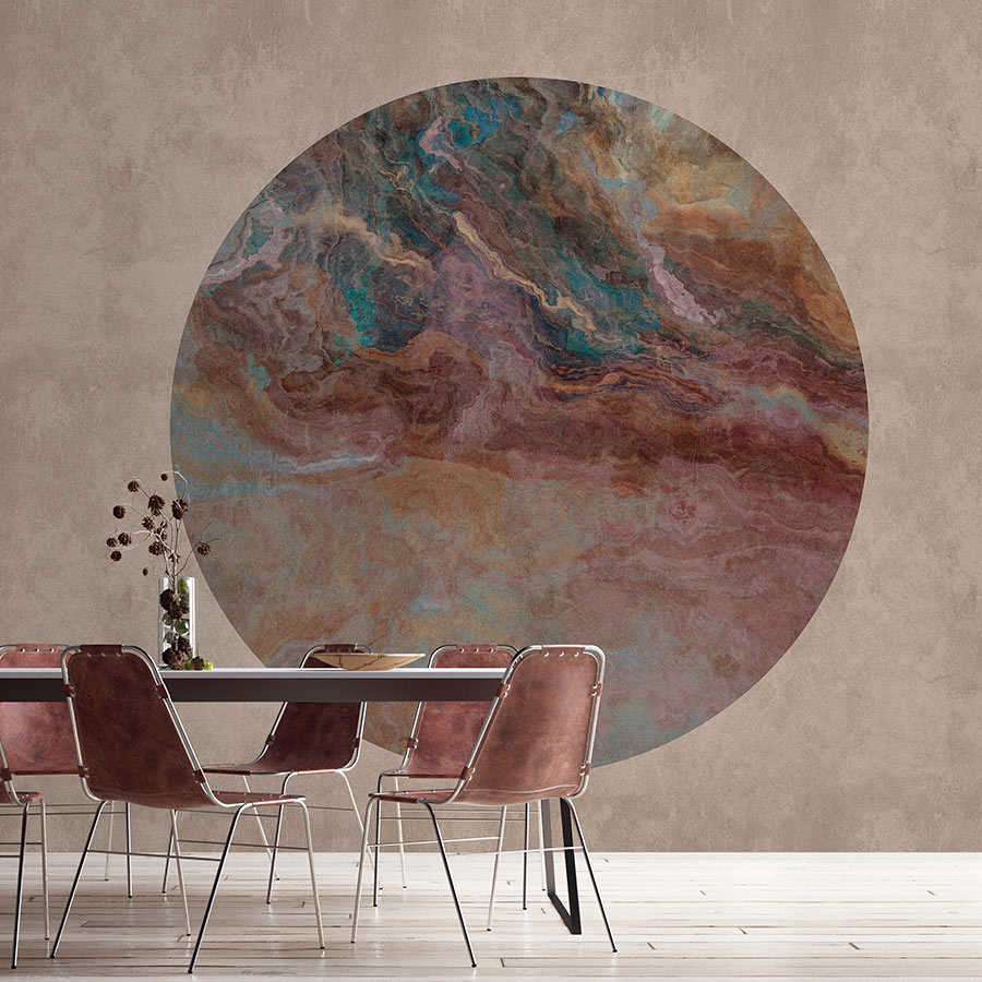 Fotomural Walls by Patel - Jupiter 2 - mural colourful marble circle & plaster look