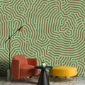 Fotomural Walls by Patel - Sahel 1 - green wall mural labyrinth pattern sage green