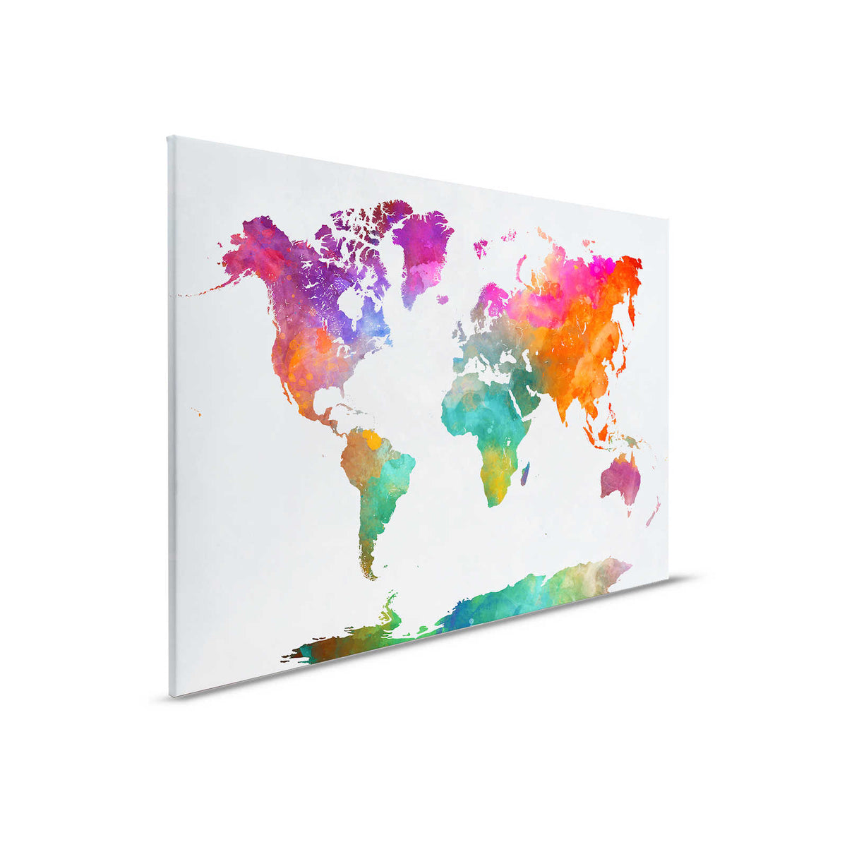 Mapamundi de colores en lienzo