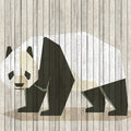 Fotomural Walls by Patel - Born to Be Wild 2 - Photo wallpaper on wood panel structure with panda & board wall - Beige, Brown