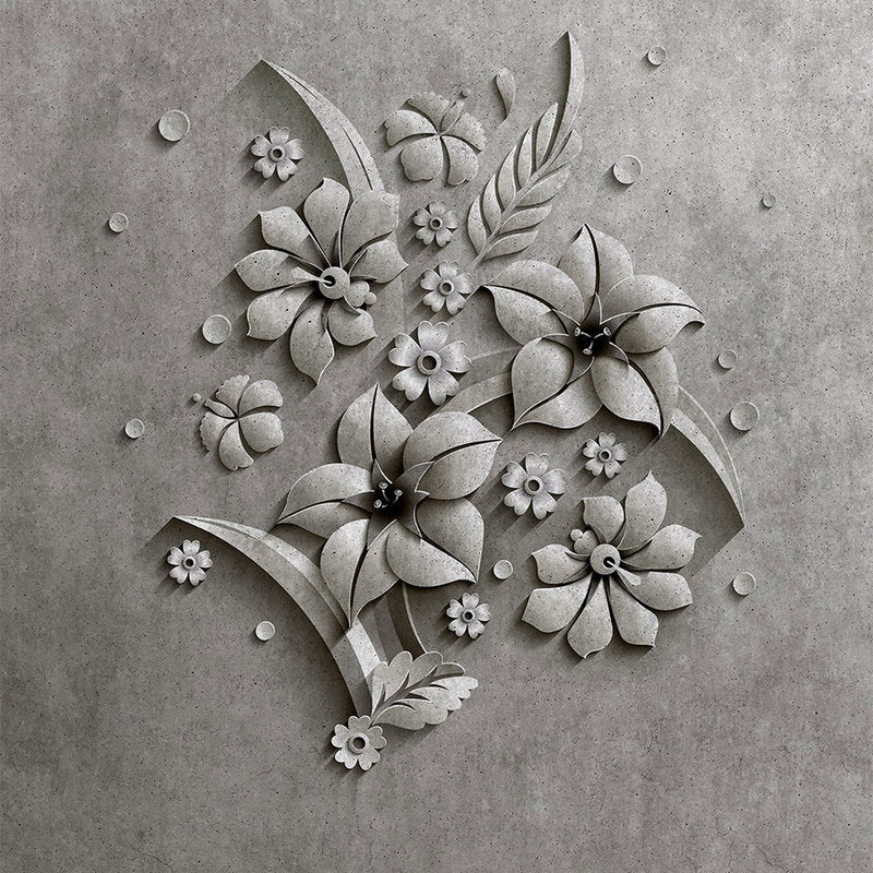 Fotomural Walls by Patel - Relief 1 - Photo wallpaper in concrete structure of a flower relief - Grey, Black