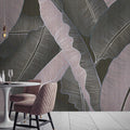 Fotomural Walls by Patel - Under Cover 2 - Palm Leaf Wallpaper Grey & Pink in Drawing Style