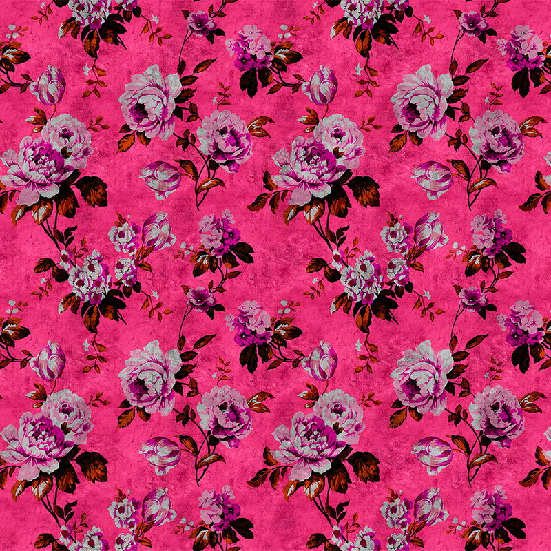 Fotomural Walls by Patel - Wild roses 3 - Roses photo wallpaper in retro look, pink- scratch structure - Pink, Red
