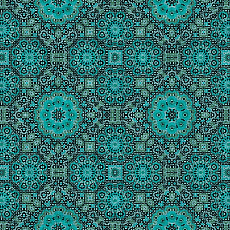Fotomural Walls by Patel - Photo wallpaper petrol with graphic mosaic pattern
